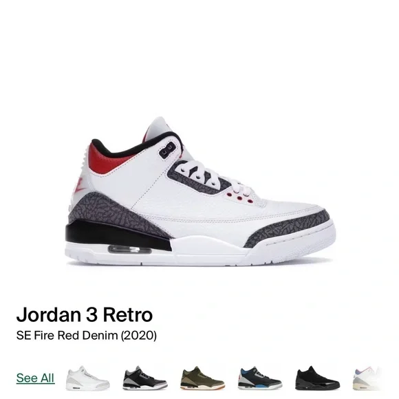 Nike Air Jordan 3 SE Fire Red Denim // Size 11 Men - (Used) - Picture 5 of 5